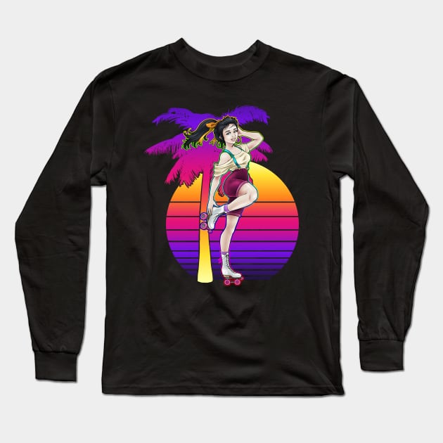 Neon Sunset Skater 2 Long Sleeve T-Shirt by ChePanArt